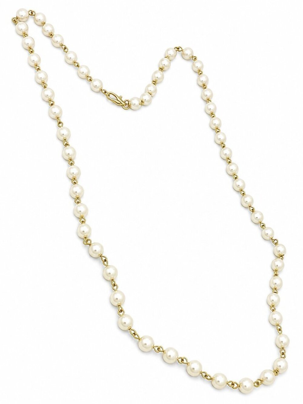 Vintage-Inspired Faux Pearl & Gold Tone Necklace | 30" Elegant Layering Piece